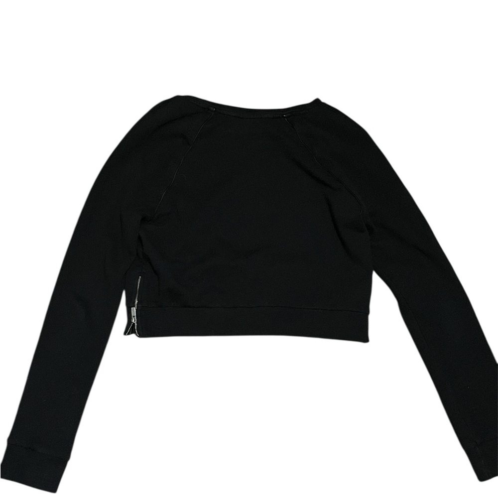 Black Cropped Long Sleeve Top - Picture 2 of 4